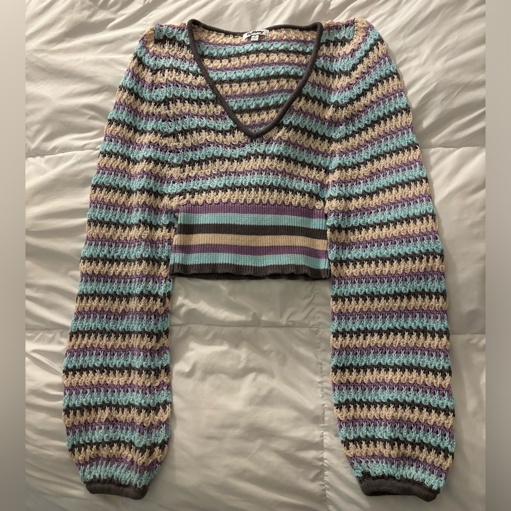VRG GRL Stripe Knit Crop Sweater